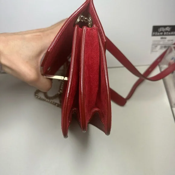 Stunning JIMMY CHOO red suede handbag with light gold hardware. NWT - Picture 8 of 12